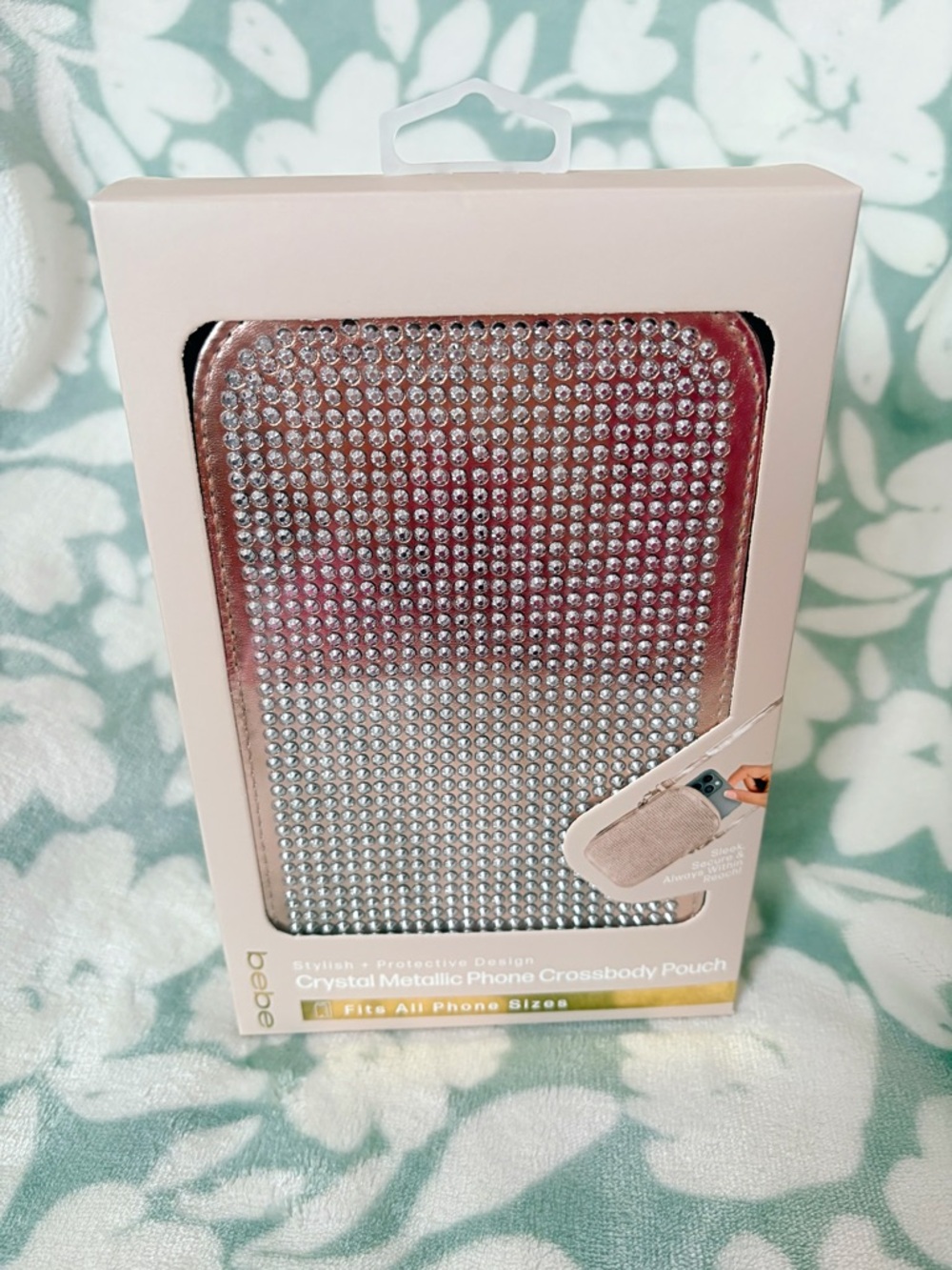 Bebe Pink Crystal Metallic Phone Crossbody Pouch 💖✨